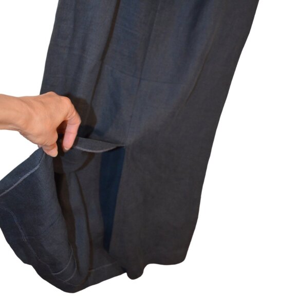 Maxi Skirt Straight Blue-Grey Zipper Button Waist-14', Hips-20.5', Length-35.5' - Picture 6 of 7